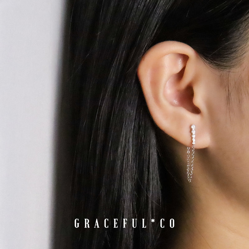 Bezel Bar Chain Stud Earrings - Gracefulandco