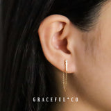 Bezel Bar Chain Stud Earrings - Gracefulandco