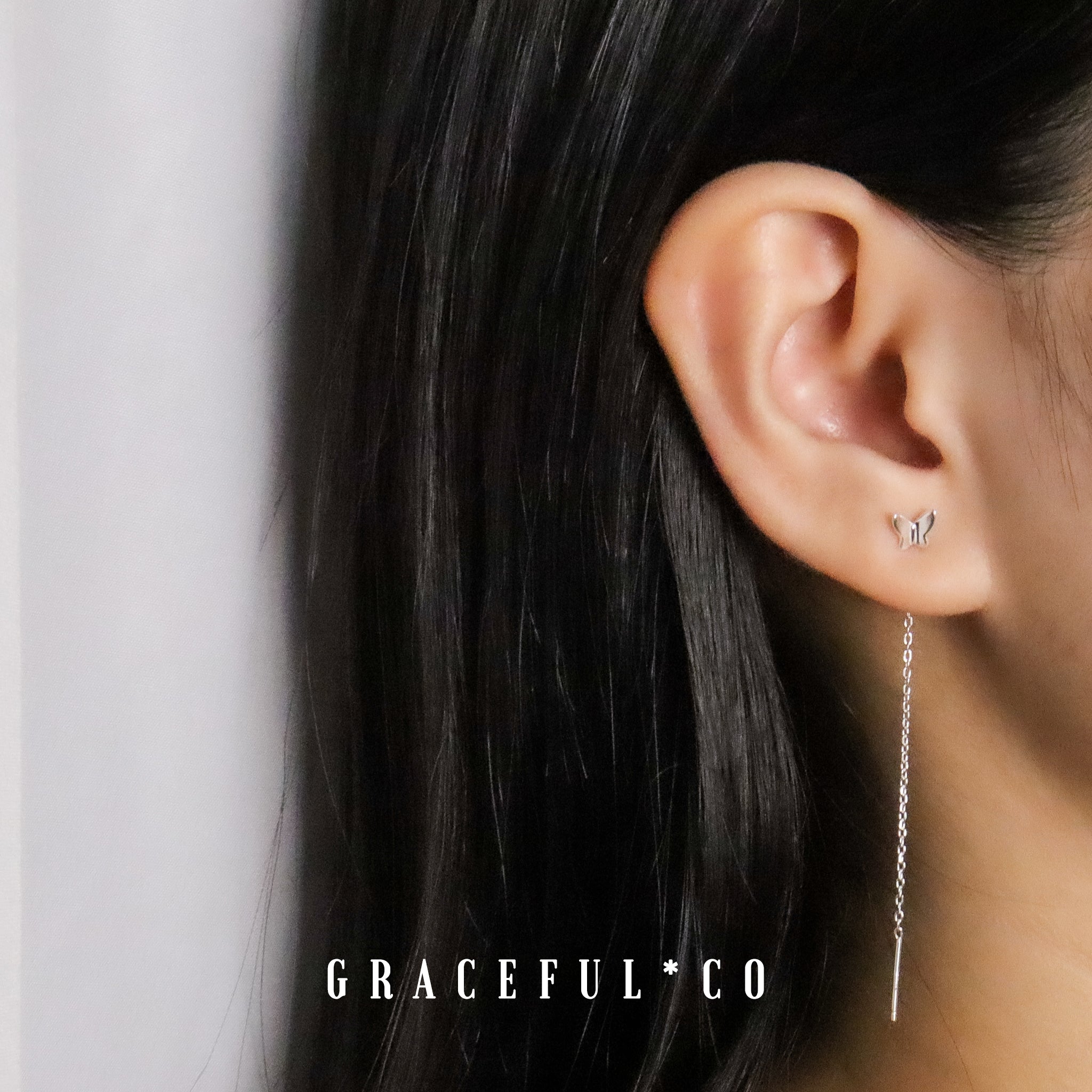 Minimalist Butterfly Threader Earrings - Gracefulandco