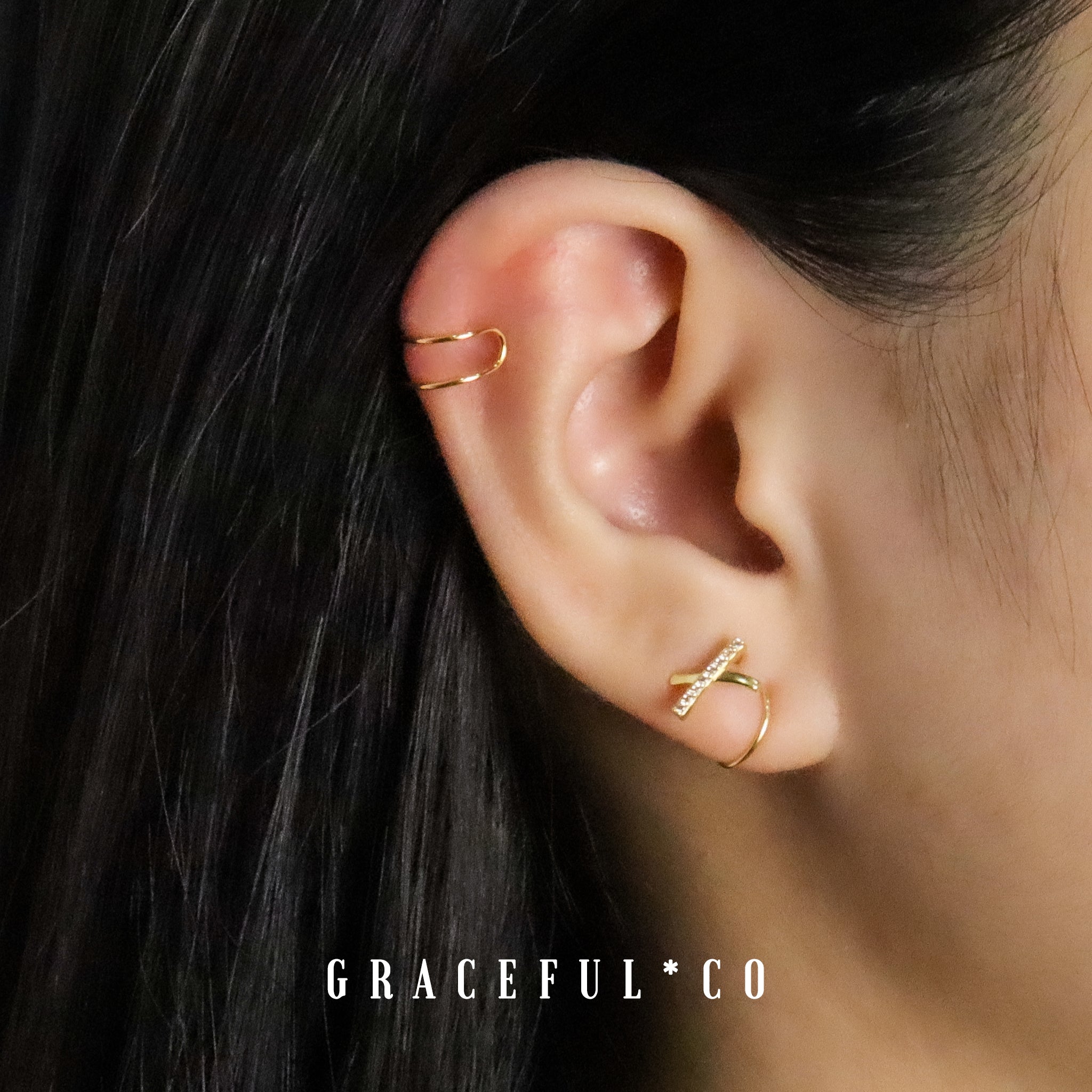 X Pave Ear Climber Earrings - Gracefulandco