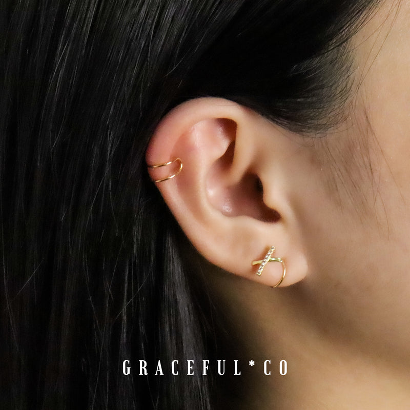 X Pave Ear Climber Earrings - Gracefulandco