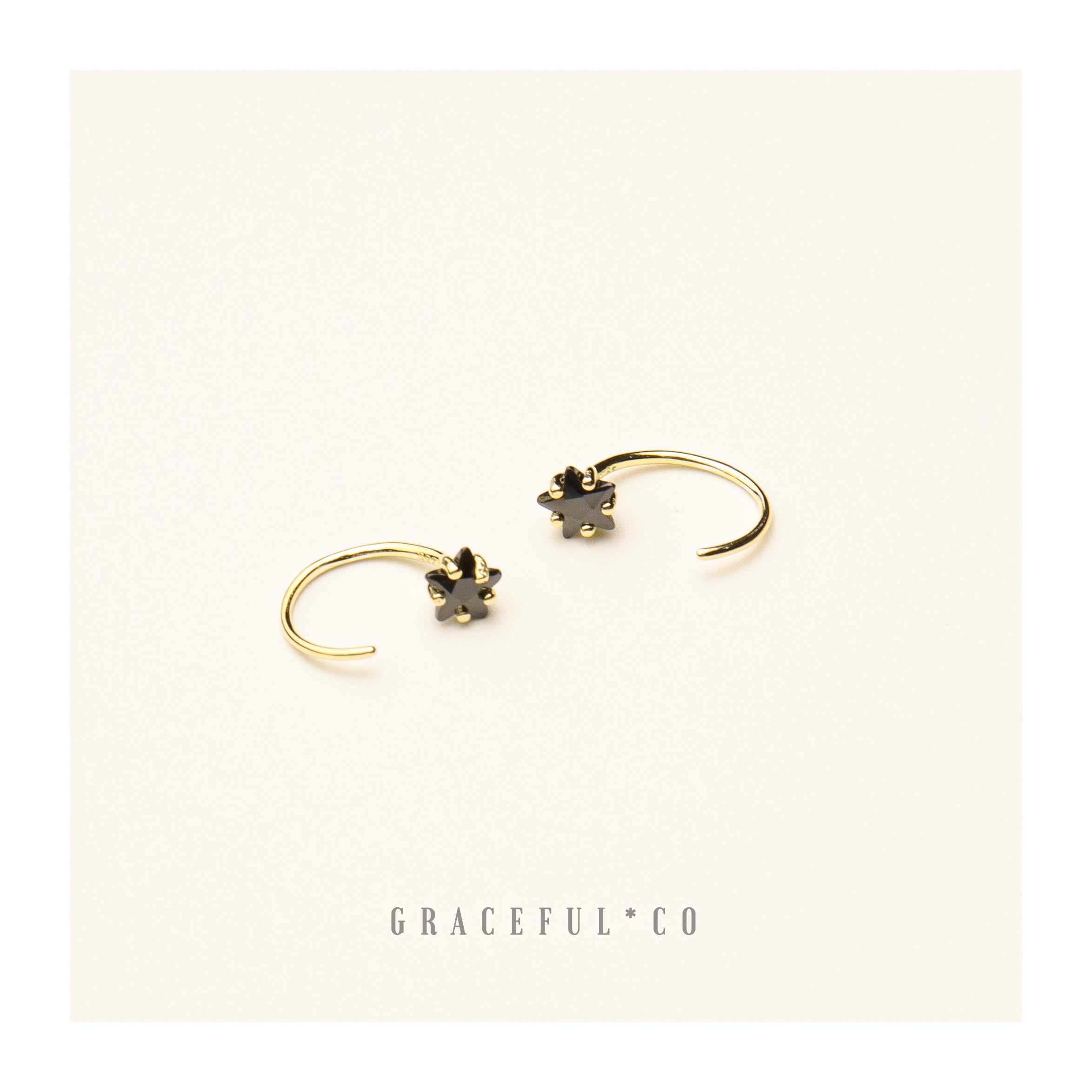 Black Starburst Huggie Hoop Earrings - Gracefulandco