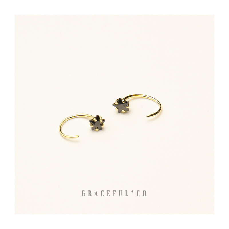 Black Starburst Huggie Hoop Earrings - Gracefulandco