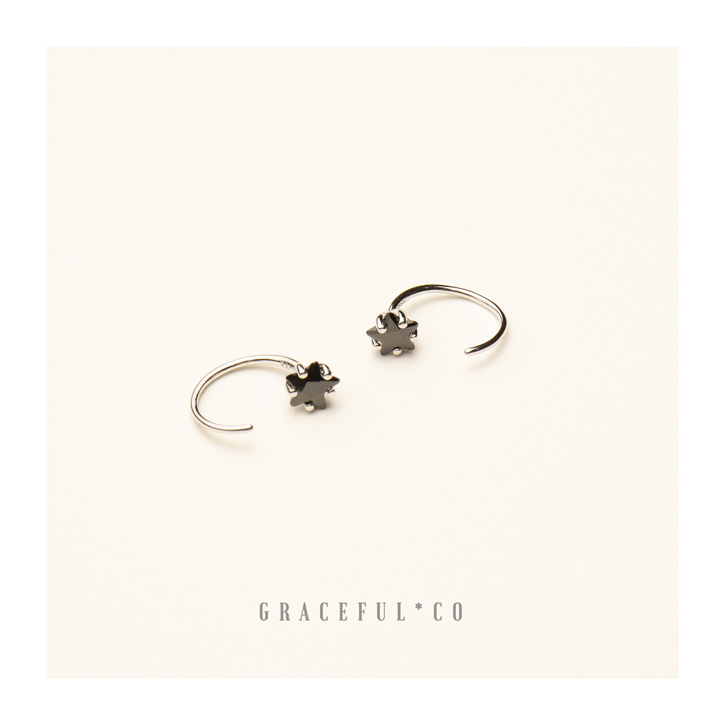 Black Starburst Huggie Hoop Earrings - Gracefulandco