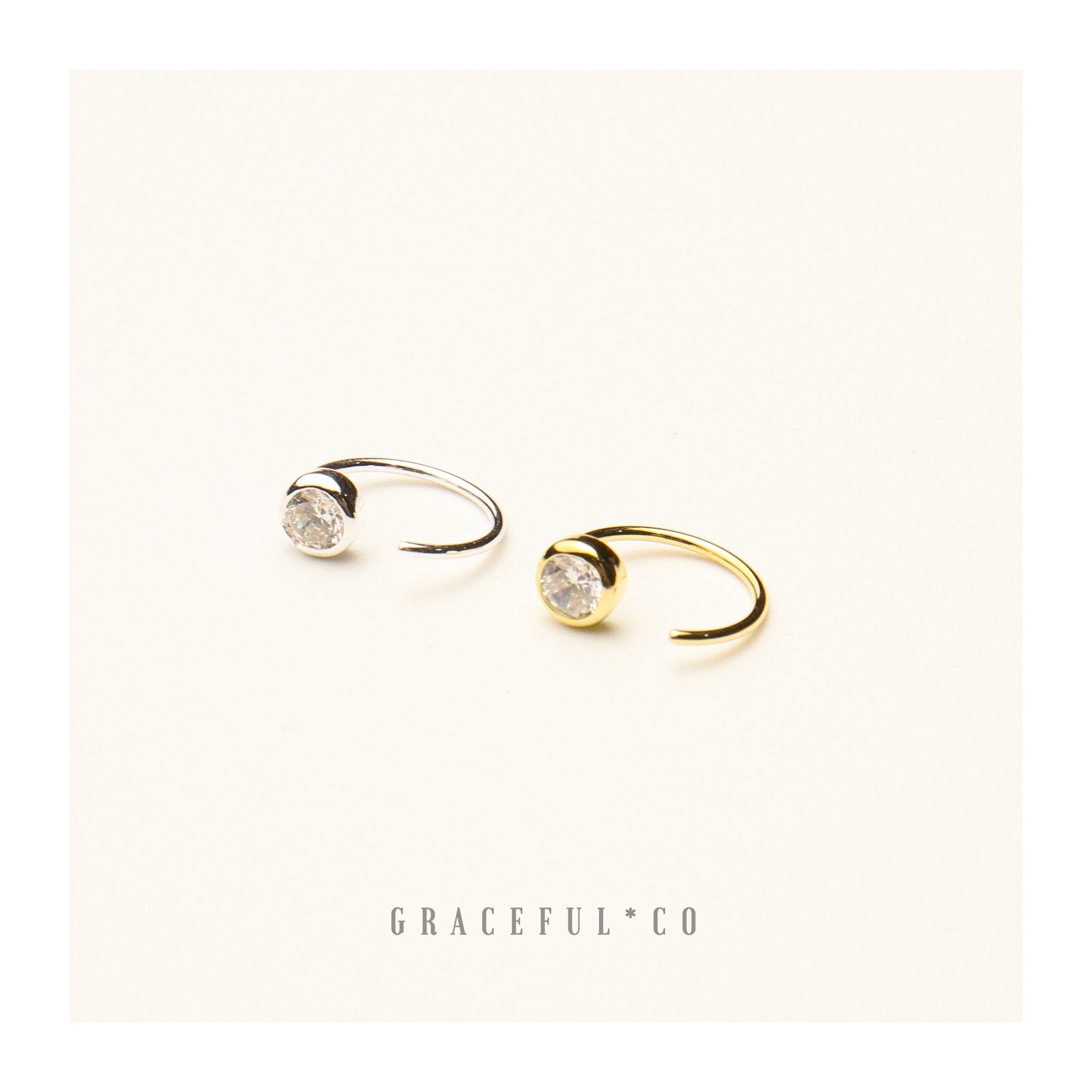 Bezel Huggie Hoop Earrings - Gracefulandco