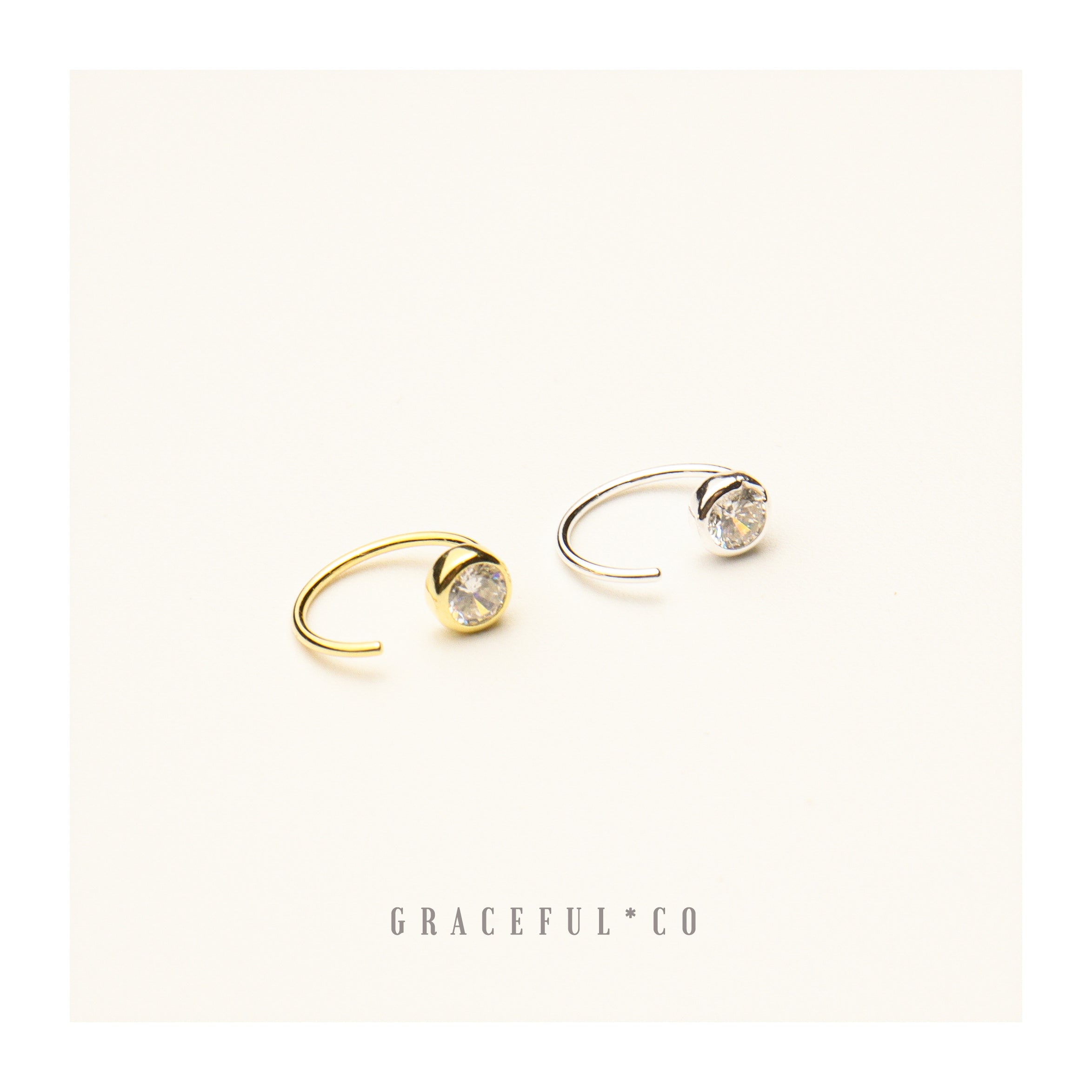 Bezel Huggie Hoop Earrings - Gracefulandco