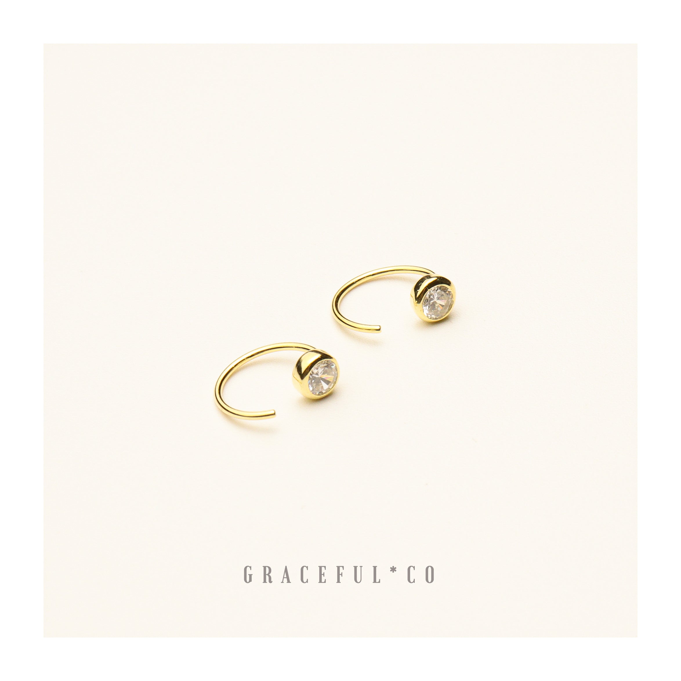 Bezel Huggie Hoop Earrings - Gracefulandco