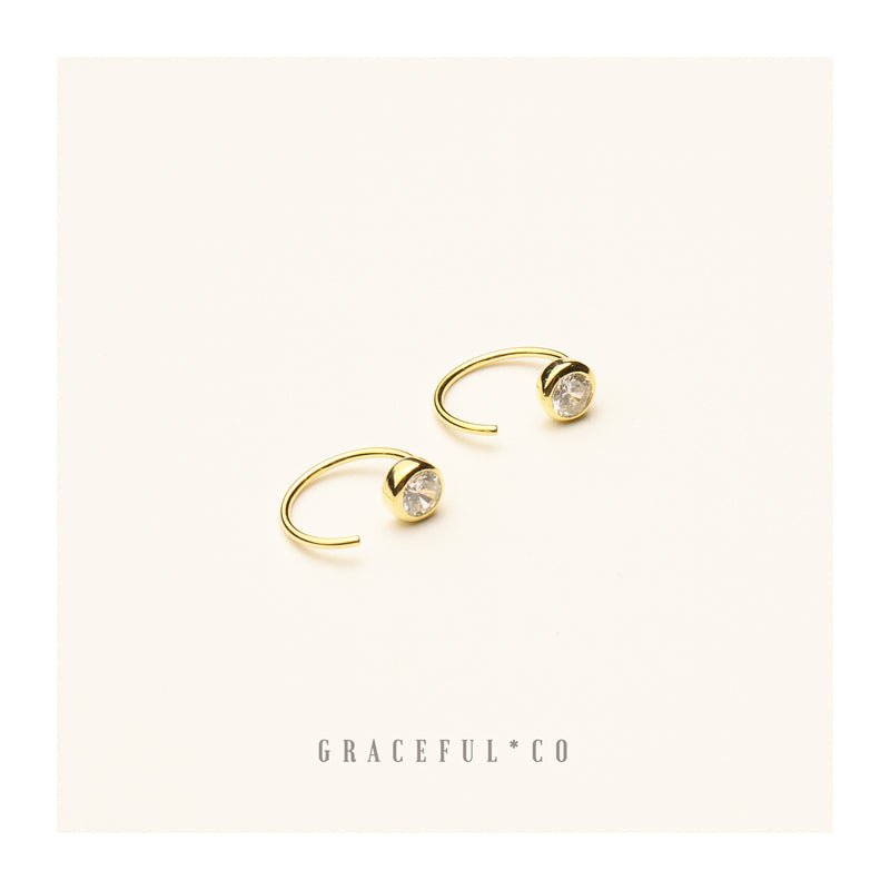 Bezel Huggie Hoop Earrings - Gracefulandco