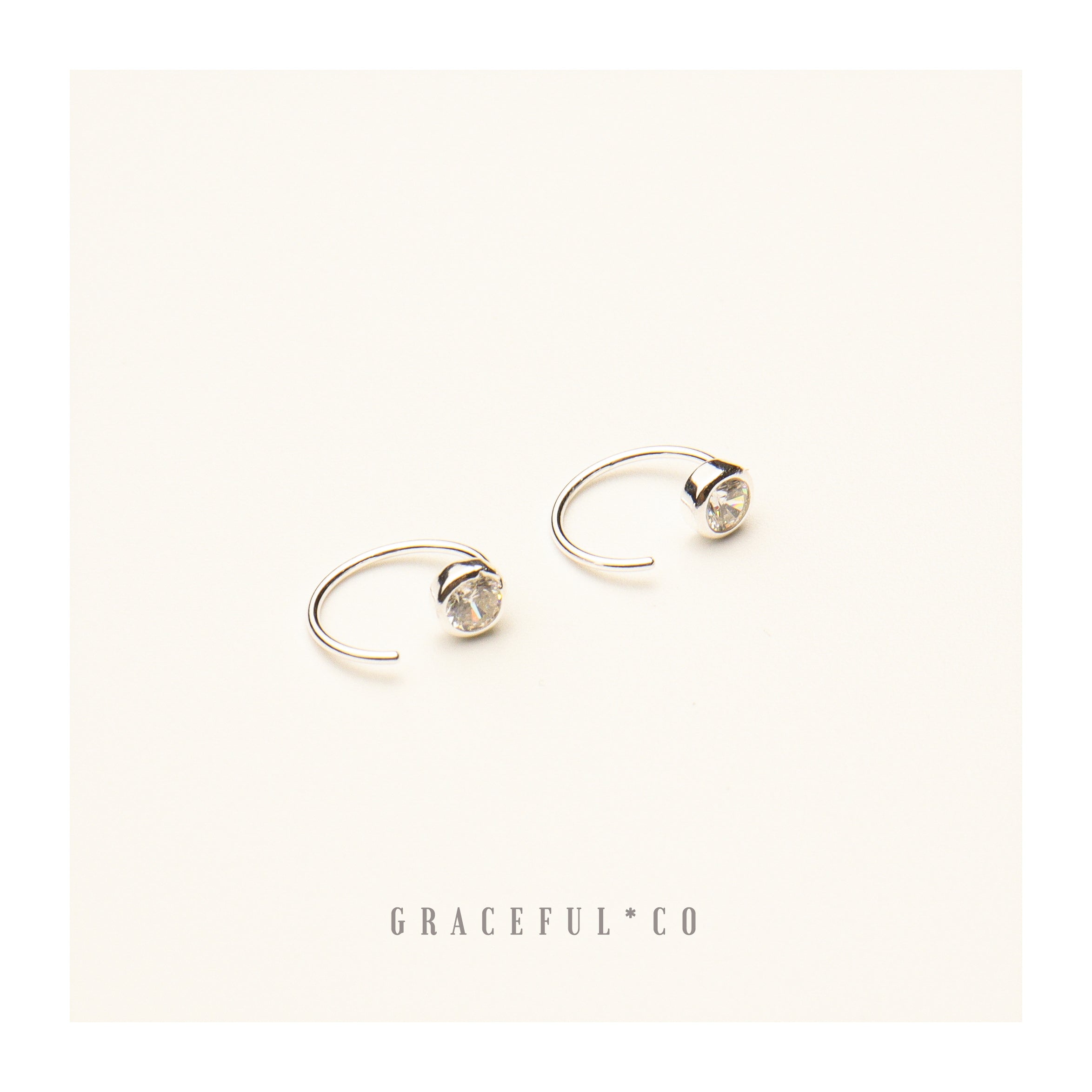 Bezel Huggie Hoop Earrings - Gracefulandco