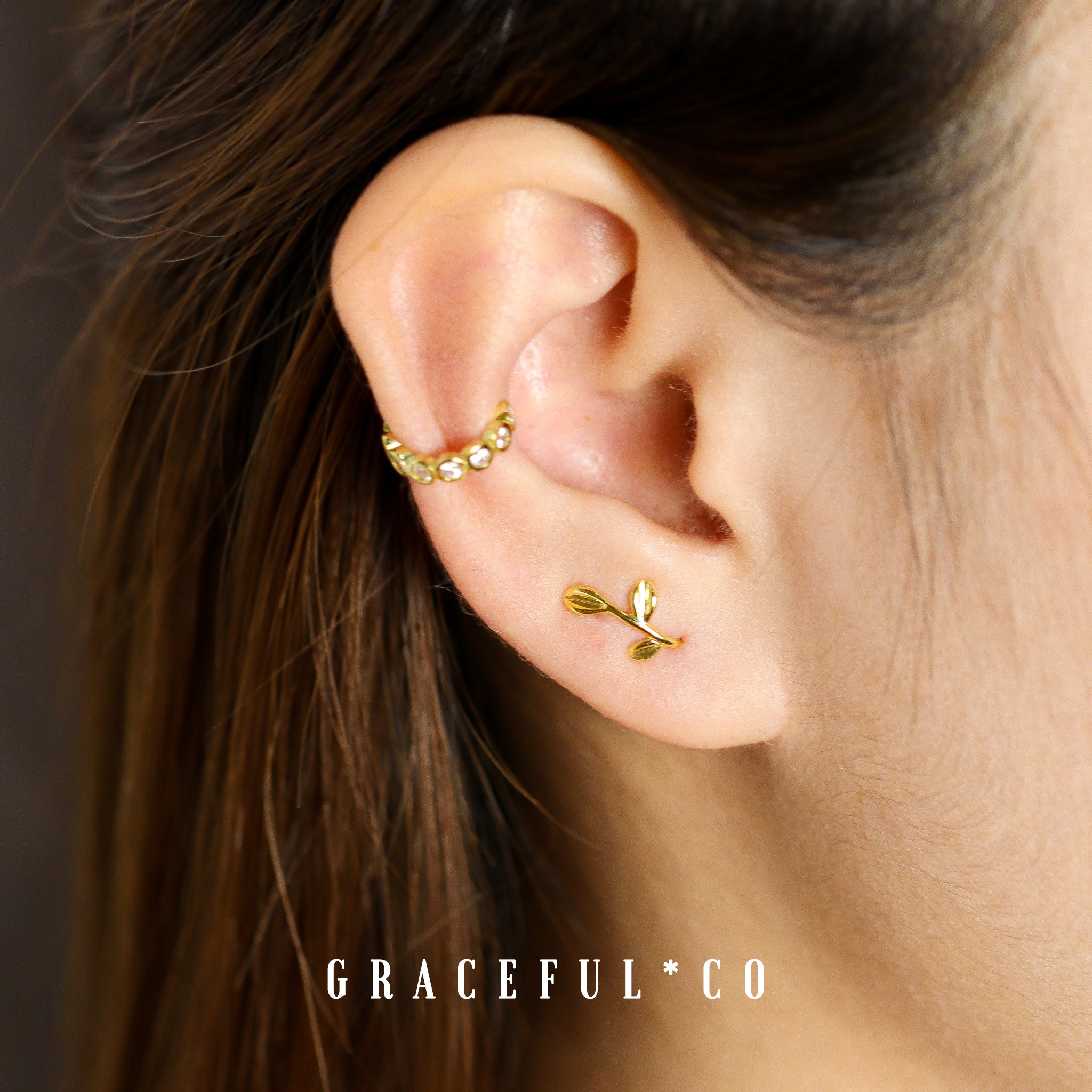 Greece Leaf Ear Climber Earrings - Gracefulandco