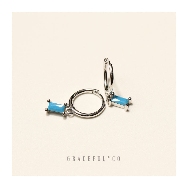 Baguette Turquoise Hoop Earrings - Gracefulandco