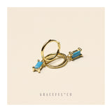 Baguette Turquoise Hoop Earrings - Gracefulandco