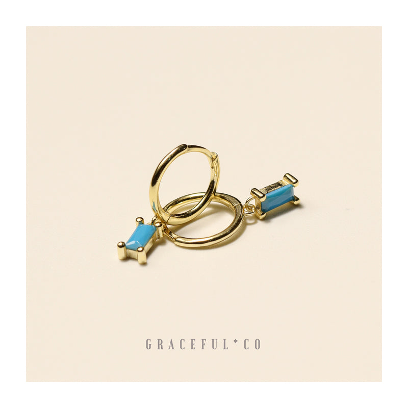 Baguette Turquoise Hoop Earrings - Gracefulandco