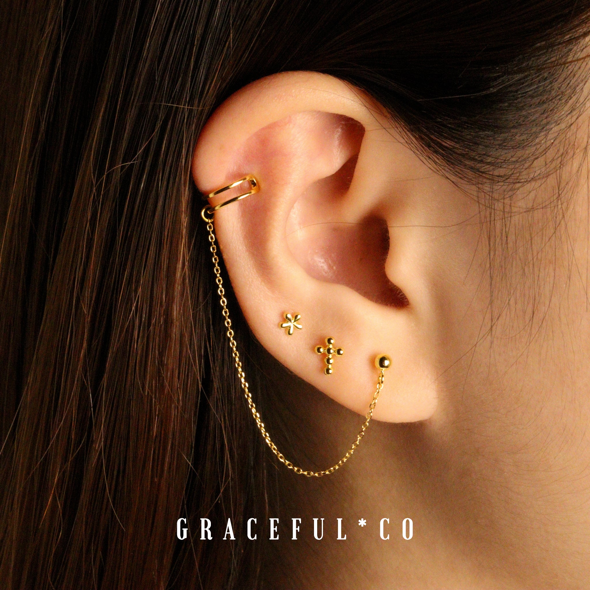 Lydia Chain Cuff Stud Earrings - Gracefulandco