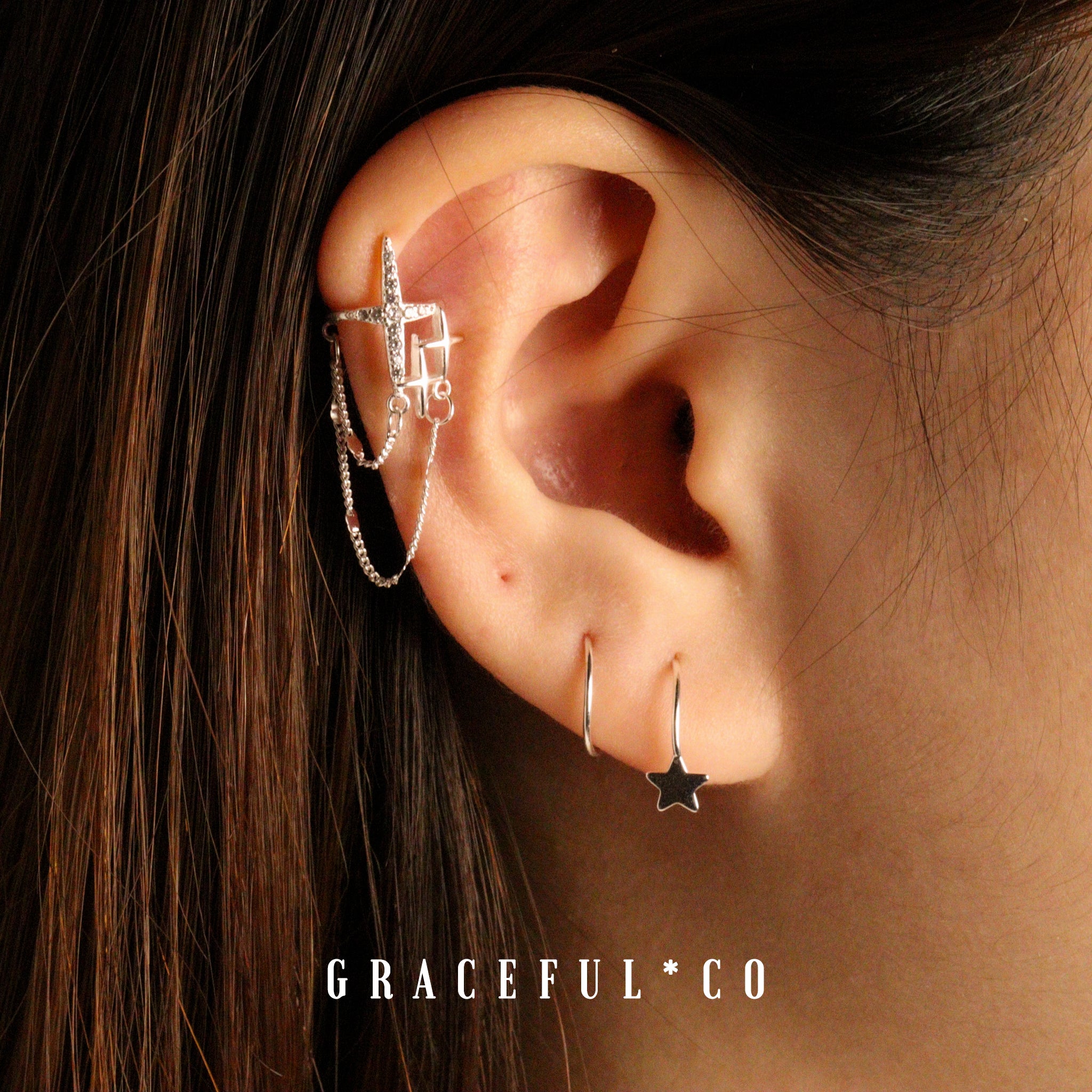 Starry Helix Ear Climber Earrings - Gracefulandco