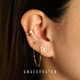 Twins Butterfly Chain Stud Earrings - Gracefulandco