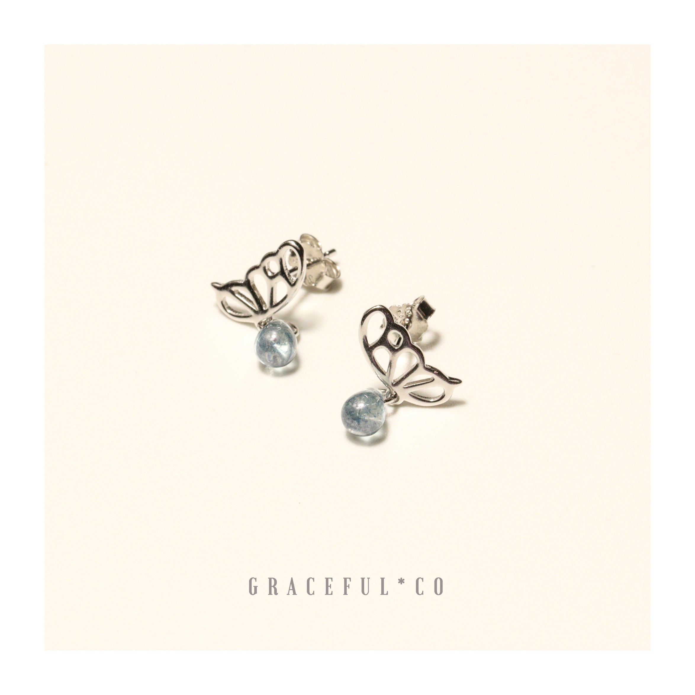 Waterdrop Butterfly Stud Earrings