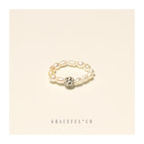 Diamond Ball Pearl Ring