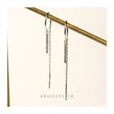 Pave Bar Threader Earrings