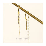 Pave Bar Threader Earrings