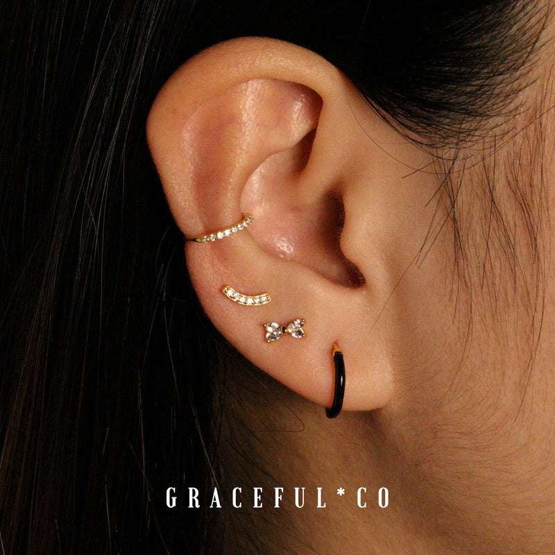 Amazon.com: Double Piercing lobe Earring Two Hole Staple Studs Bar Multiple  Ear Jewellery : Handmade Products