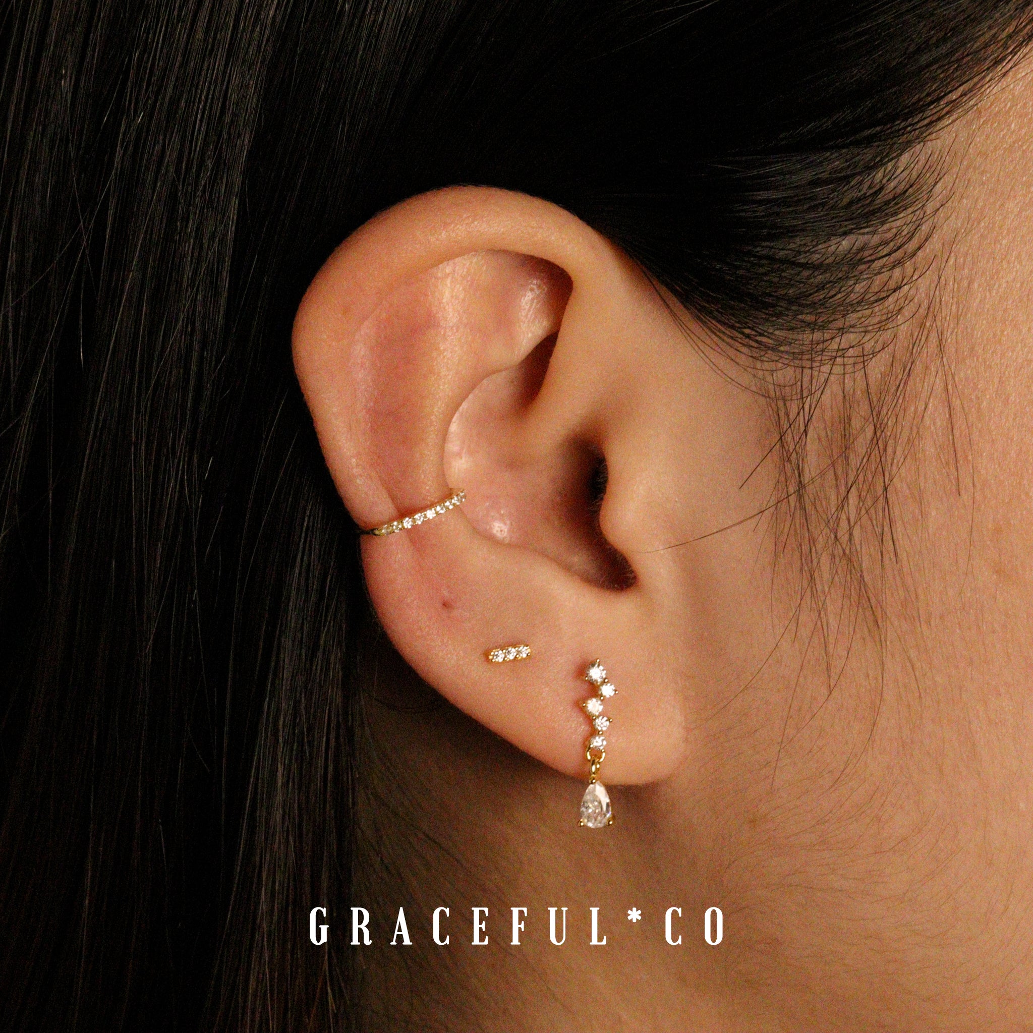 Cuboid Pave Ball Back Earrings