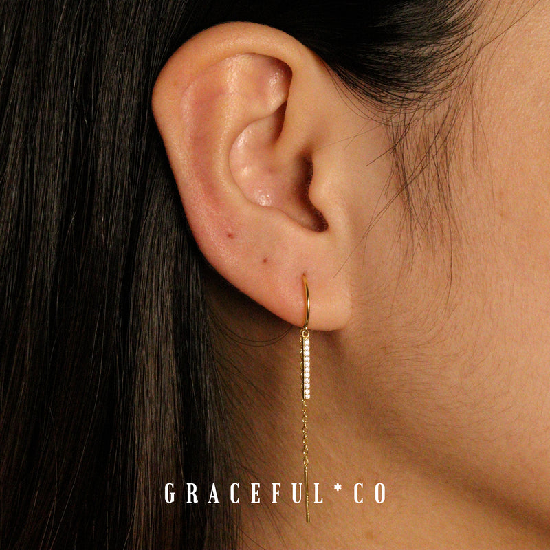Pave Bar Threader Earrings – Gracefulandco