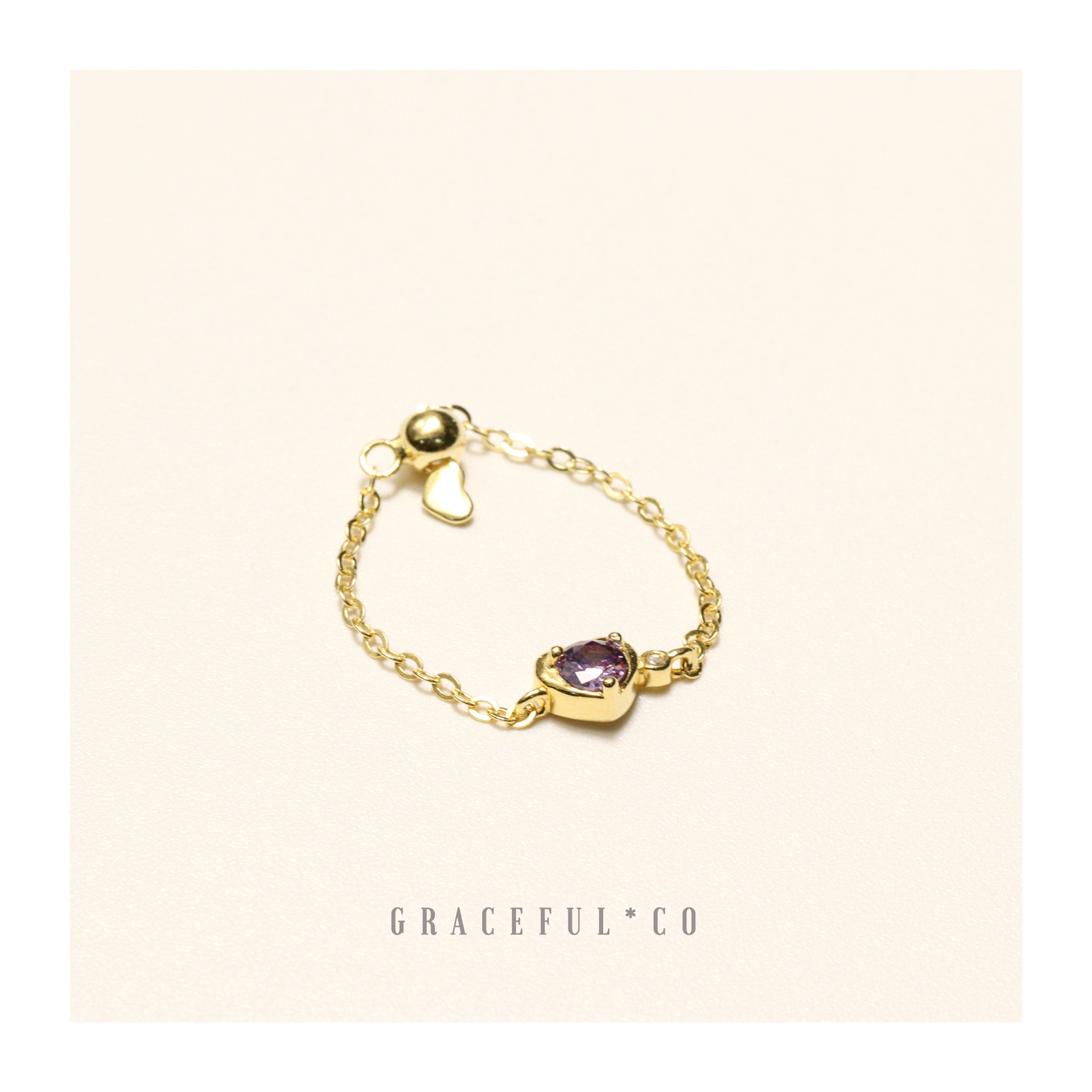 Purple Love Chain Ring