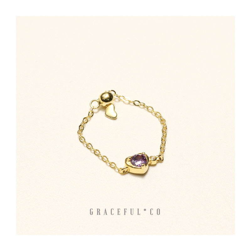 Purple Love Chain Ring