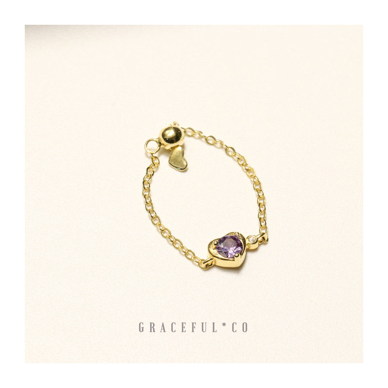 Purple Love Chain Ring