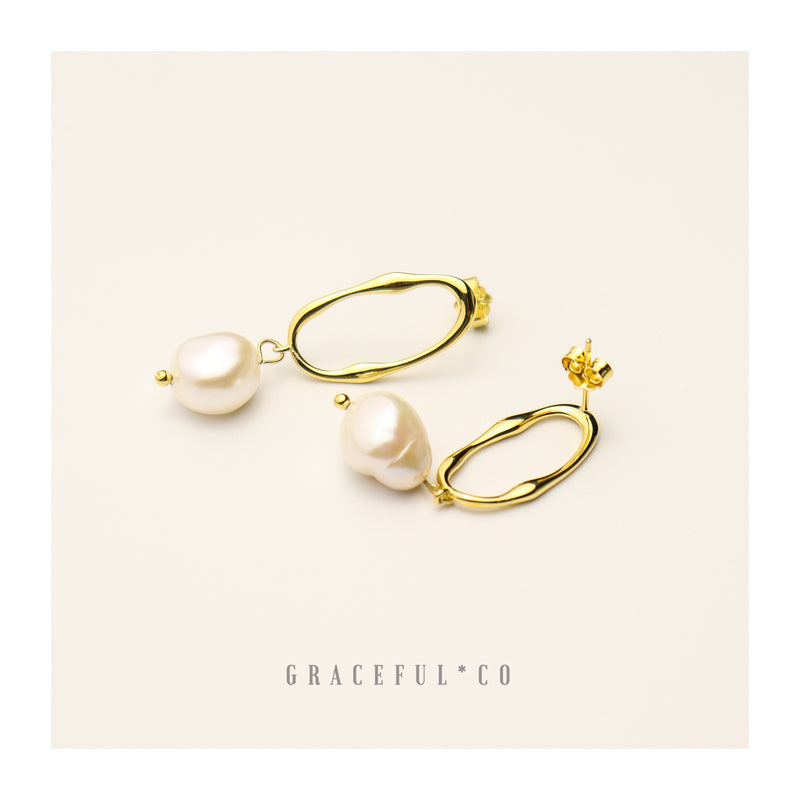 Baroque Fresh Water Pearl Stud Earrings - Gracefulandco