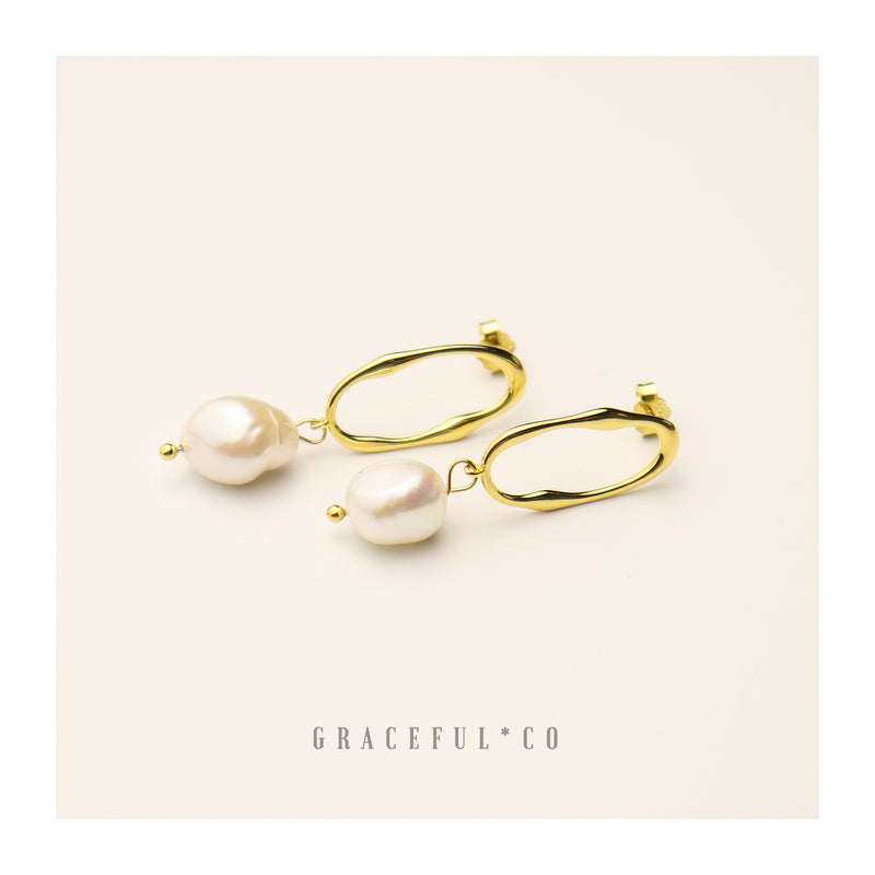 Baroque Fresh Water Pearl Stud Earrings - Gracefulandco