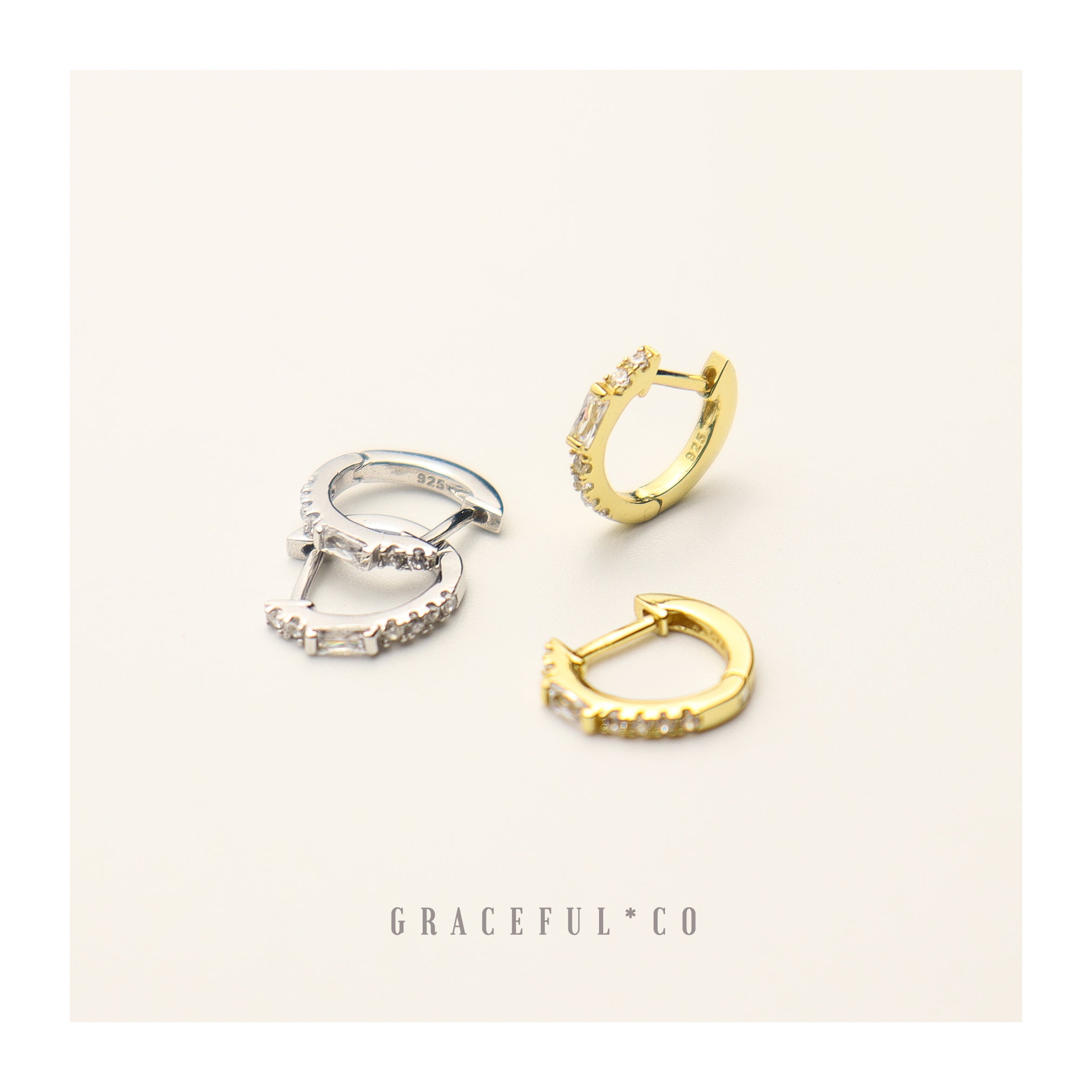 Baguette Pave Huggie Earrings - Gracefulandco