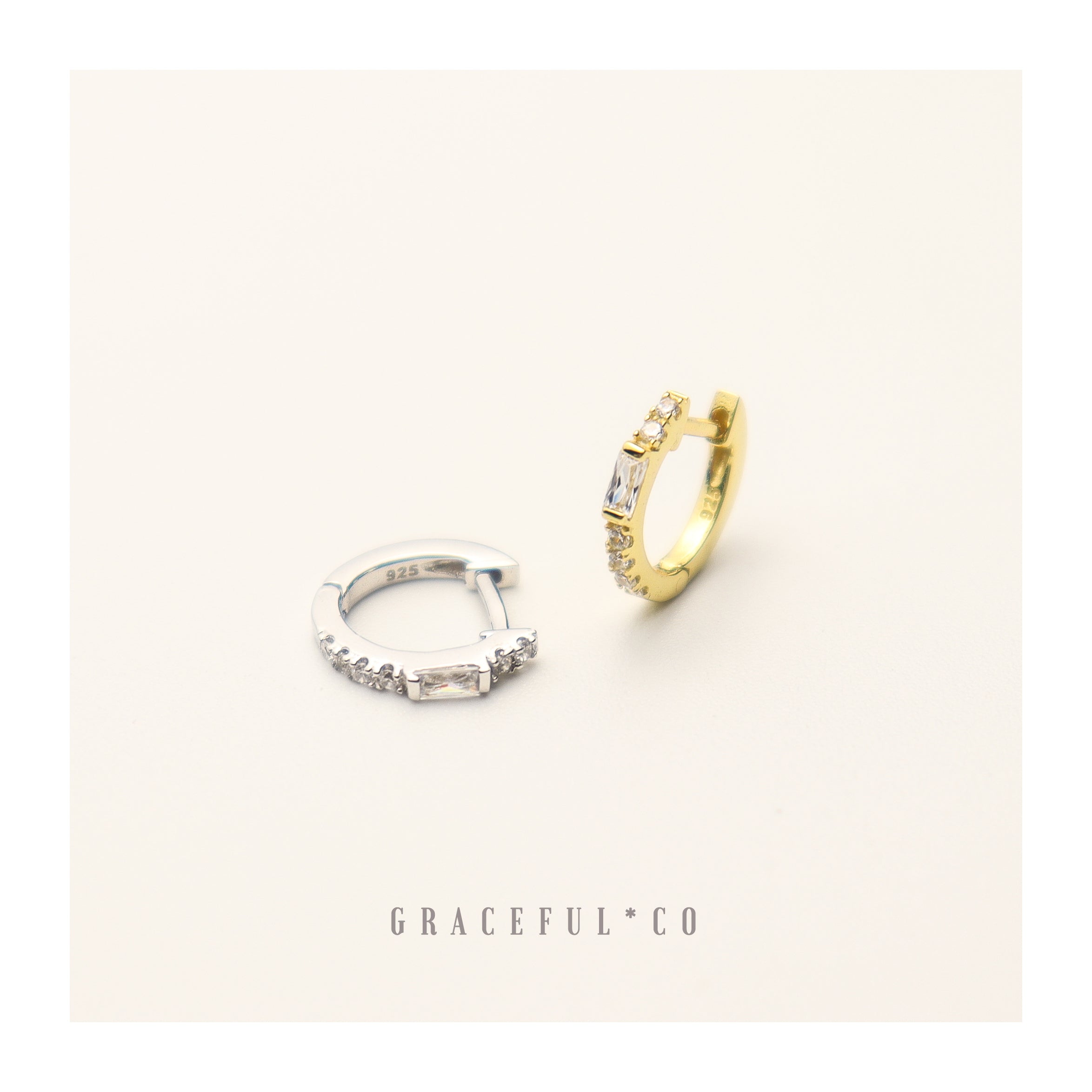 Baguette Pave Huggie Earrings - Gracefulandco