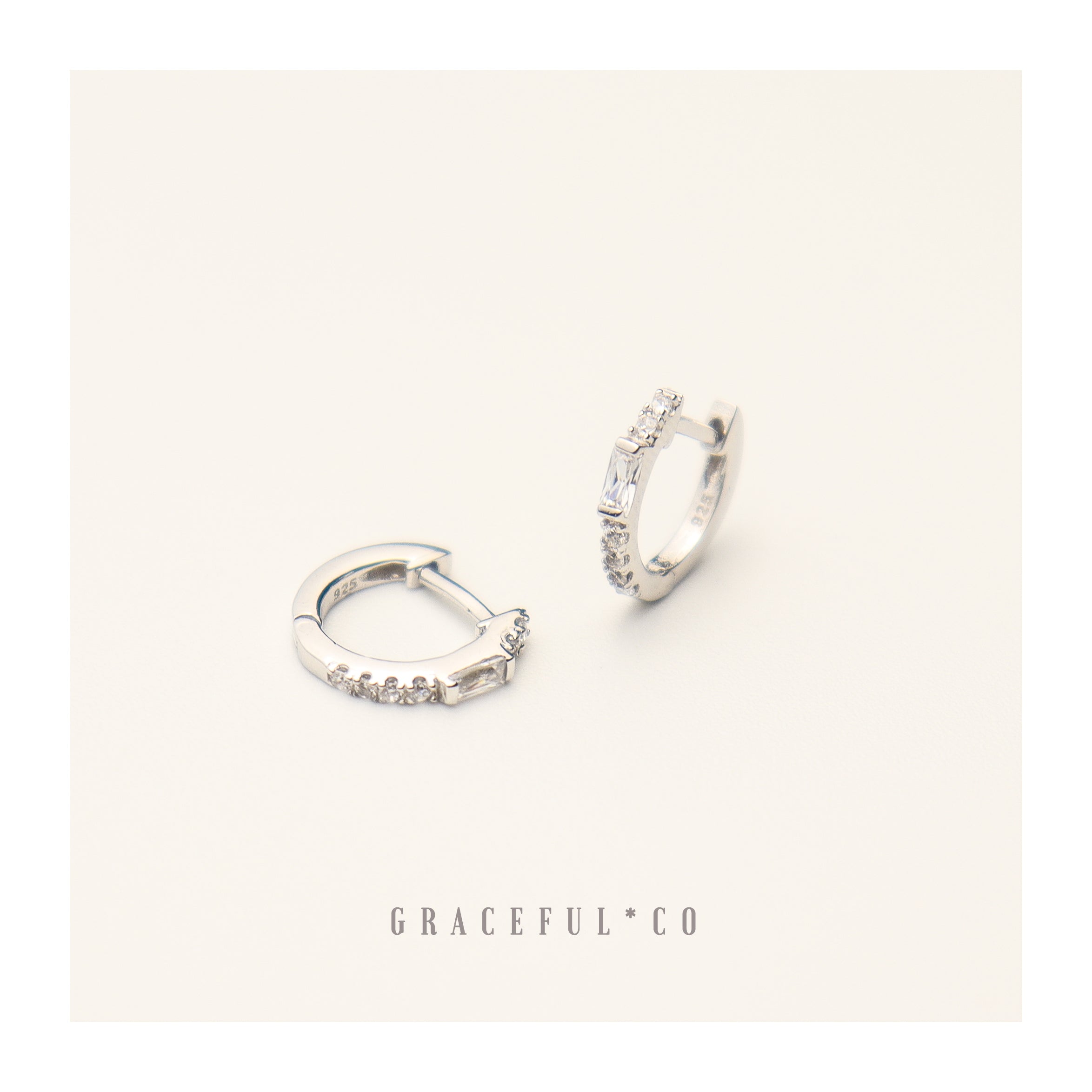 Baguette Pave Huggie Earrings - Gracefulandco