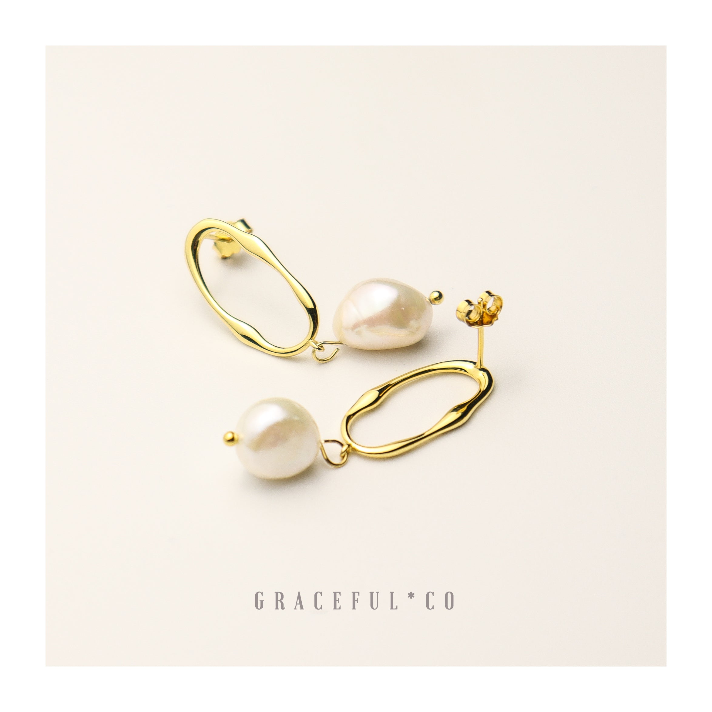 Baroque Fresh Water Pearl Stud Earrings - Gracefulandco