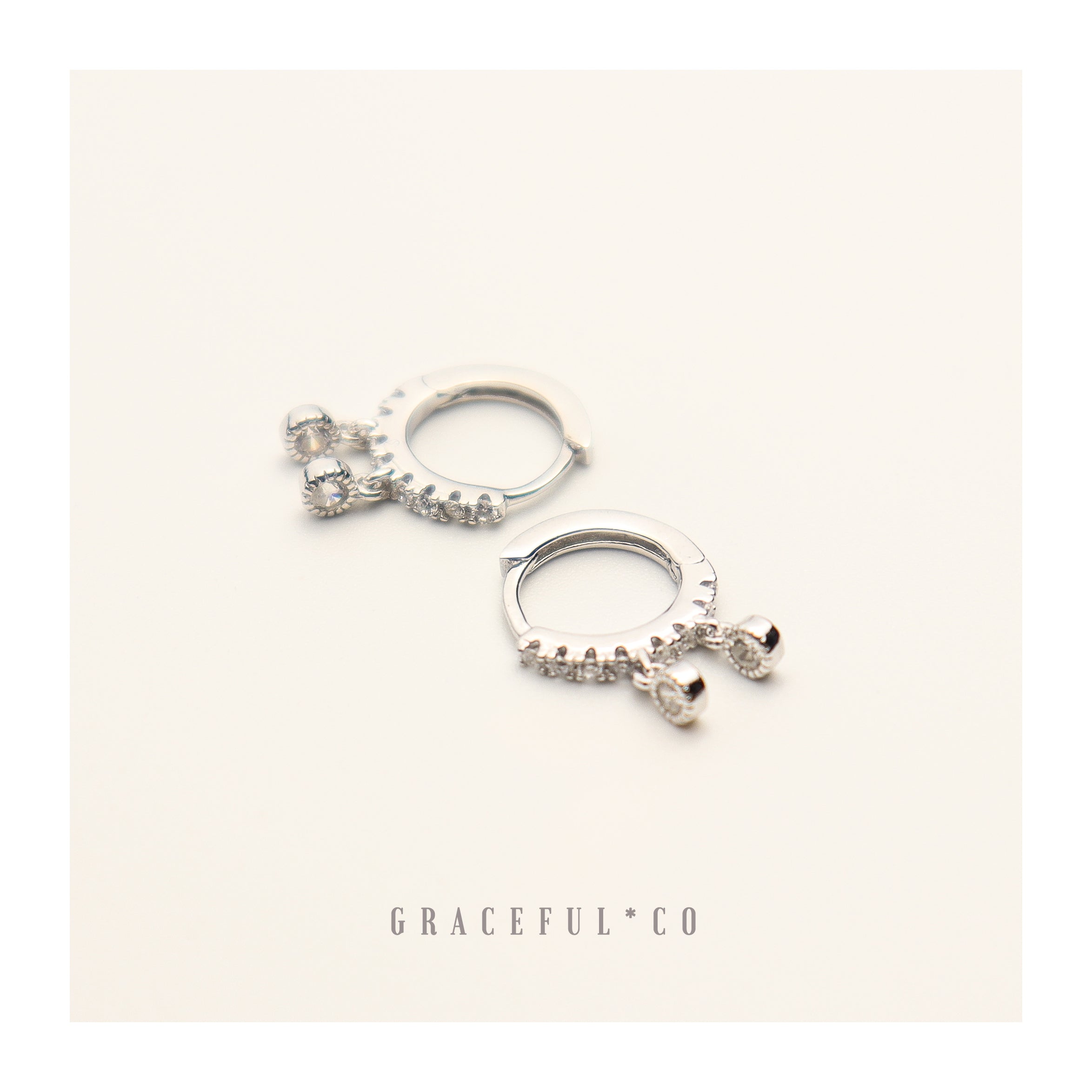 Double Bezel Pave Huggie Earrings - Gracefulandco