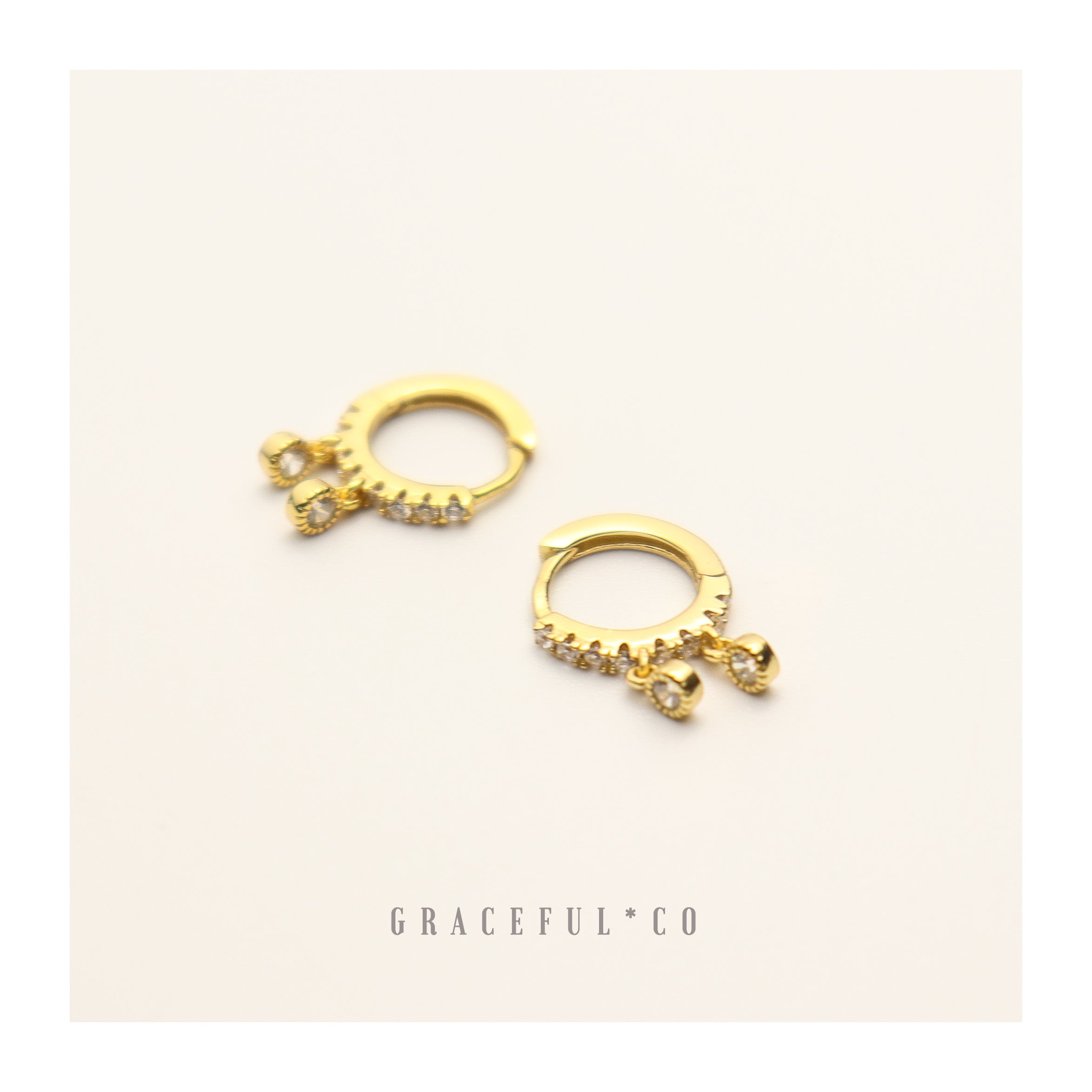 Double Bezel Pave Huggie Earrings - Gracefulandco