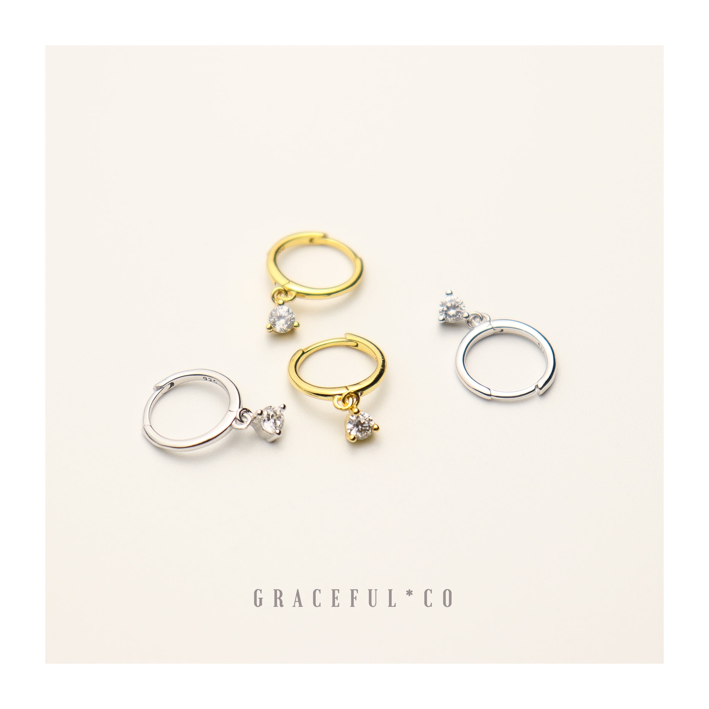 Minimalist Diamond Shape Hoop Earrings - Gracefulandco