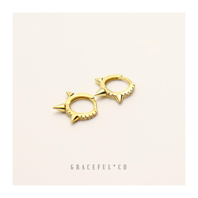 Spike Pave Huggie Earrings - Gracefulandco