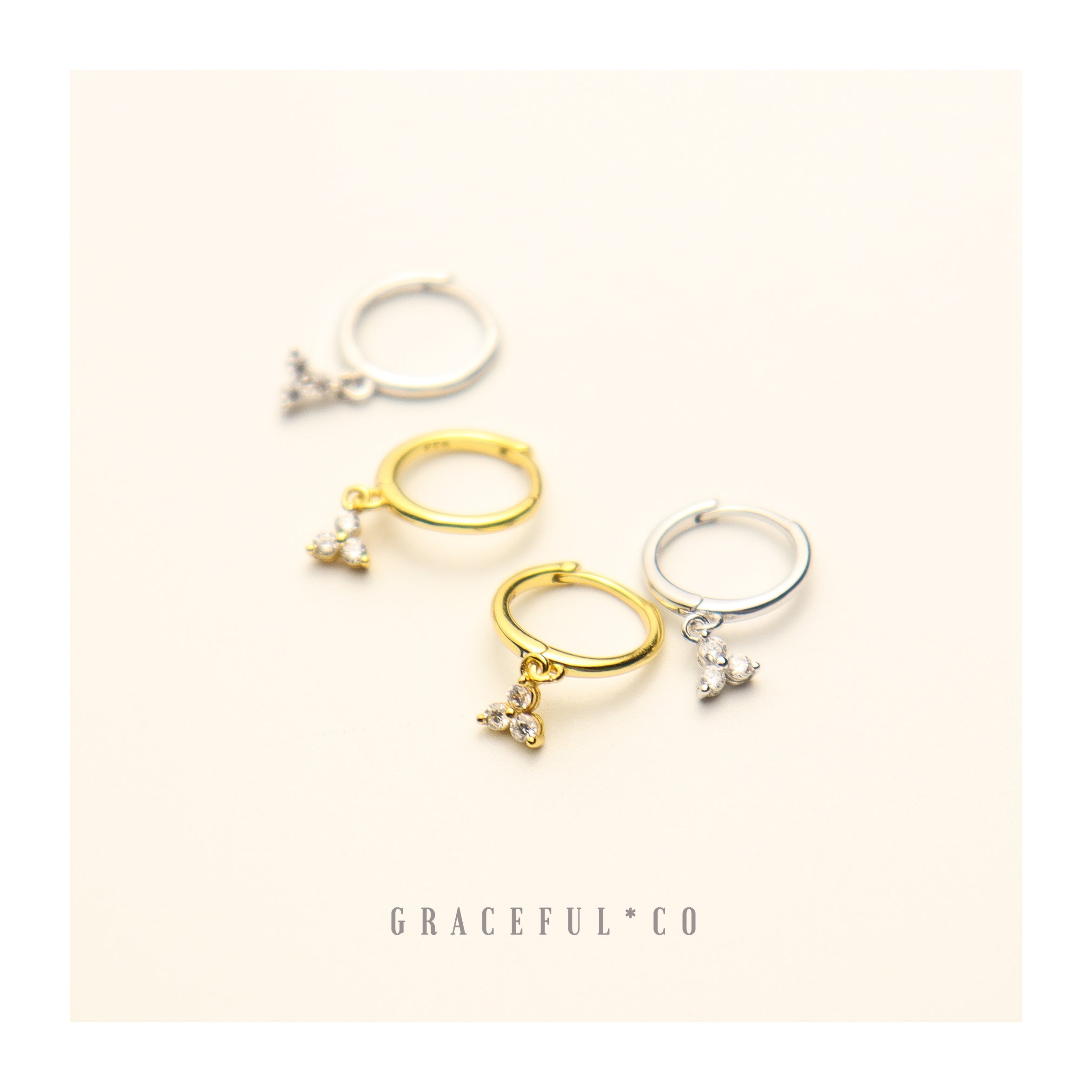 Trio Minimalist Diamond Shape Hoop Earrings - Gracefulandco