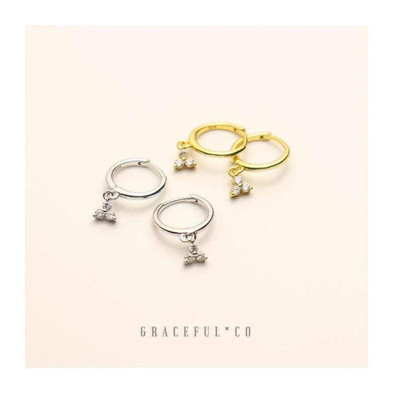 Trio Minimalist Diamond Shape Hoop Earrings - Gracefulandco