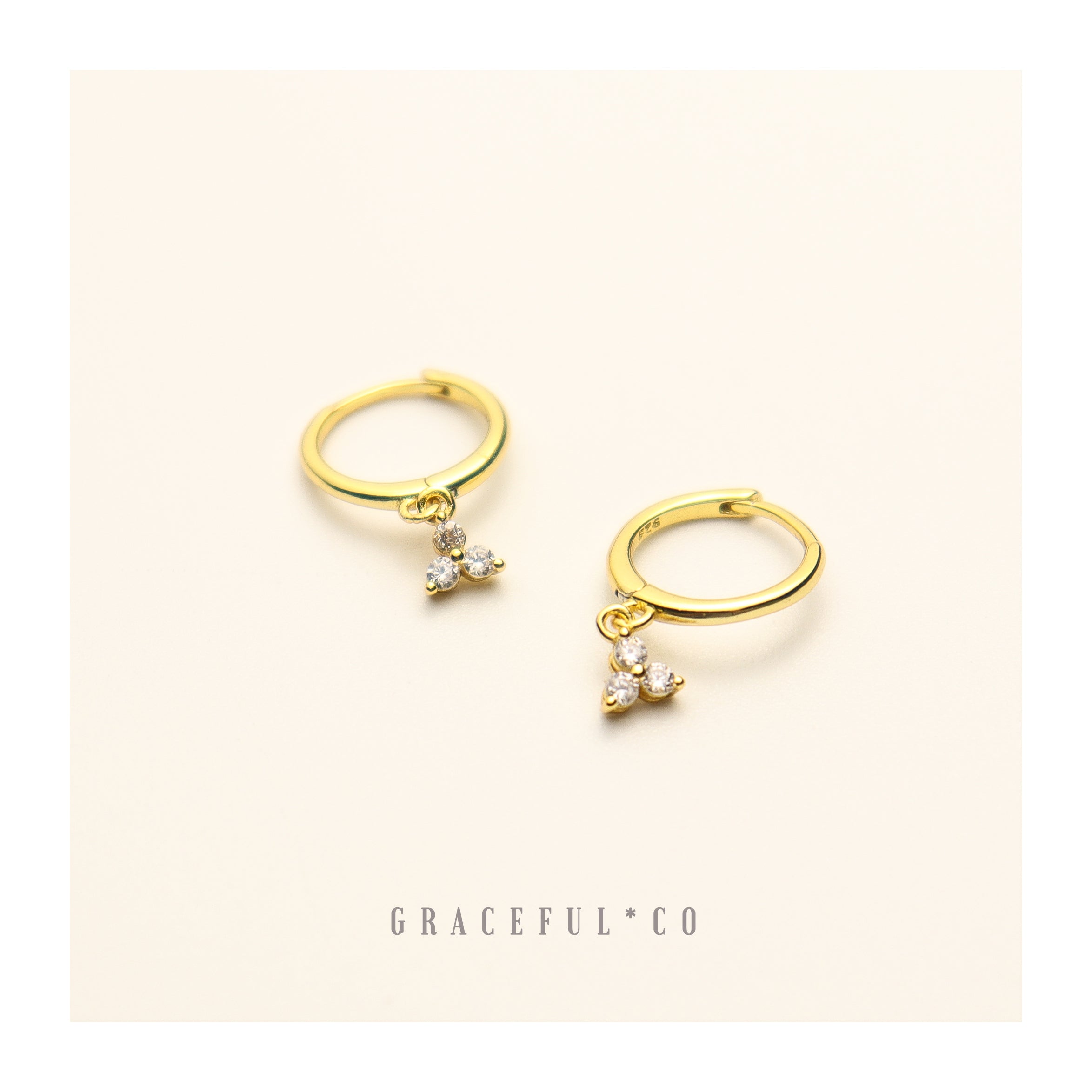 Trio Minimalist Diamond Shape Hoop Earrings - Gracefulandco