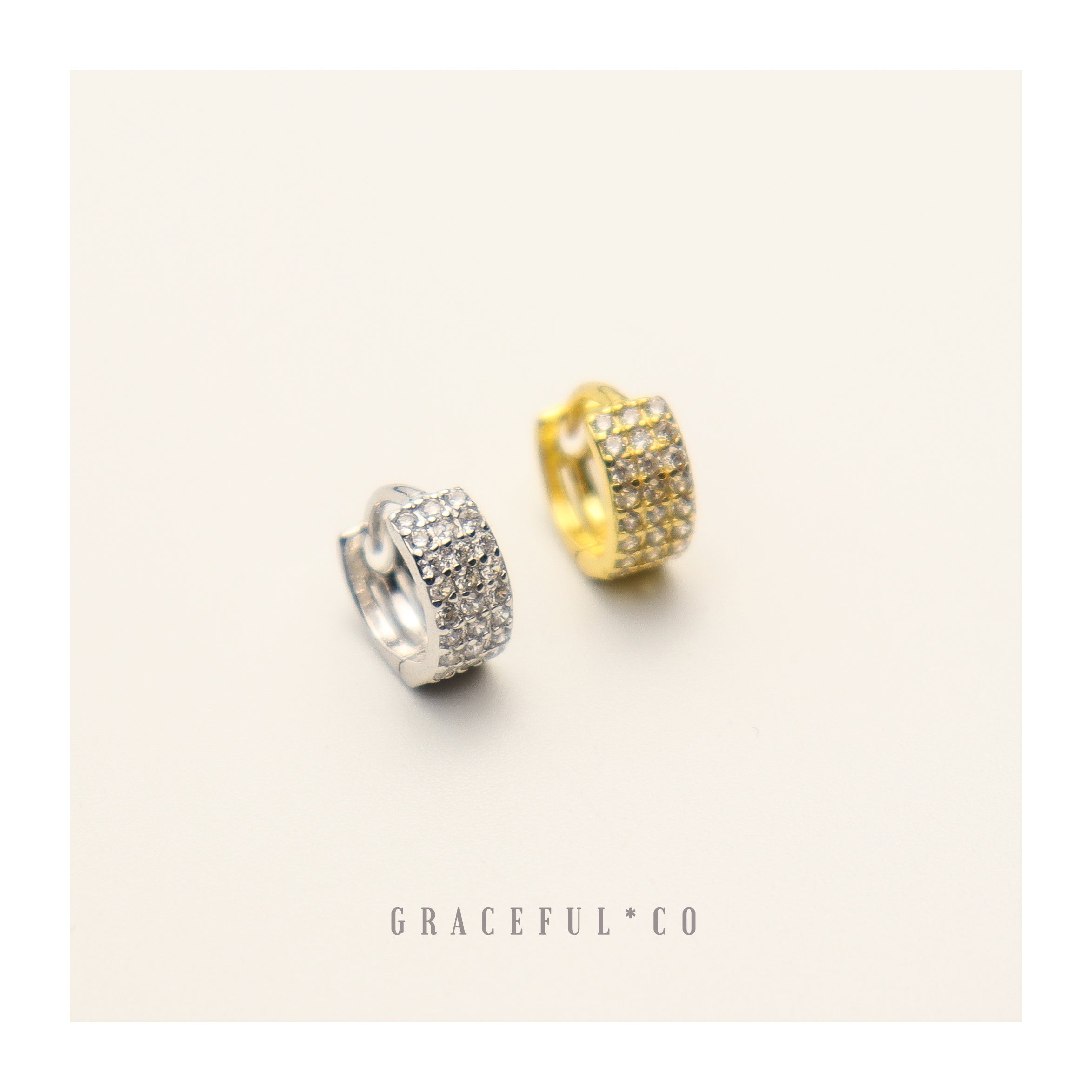 Luxe Threefold Pave Huggie Earrings - Gracefulandco