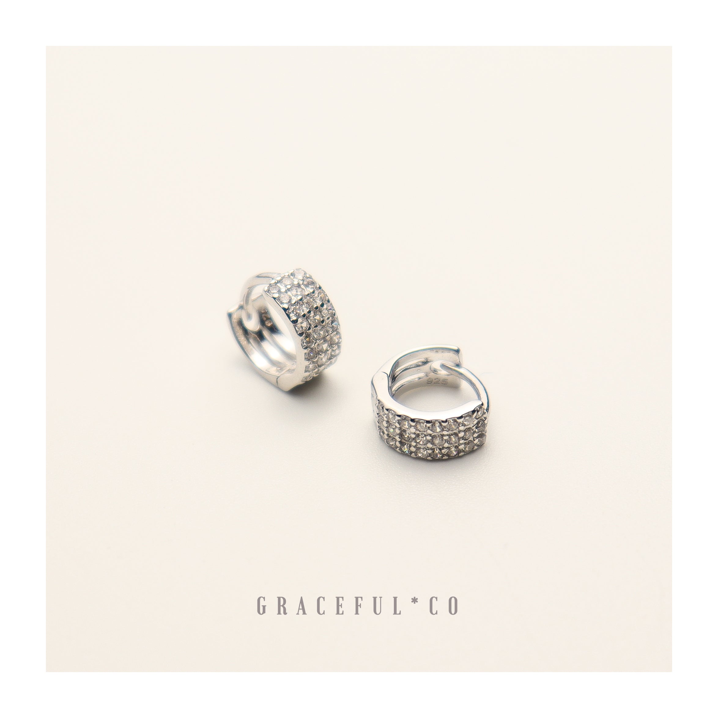 Luxe Threefold Pave Huggie Earrings - Gracefulandco