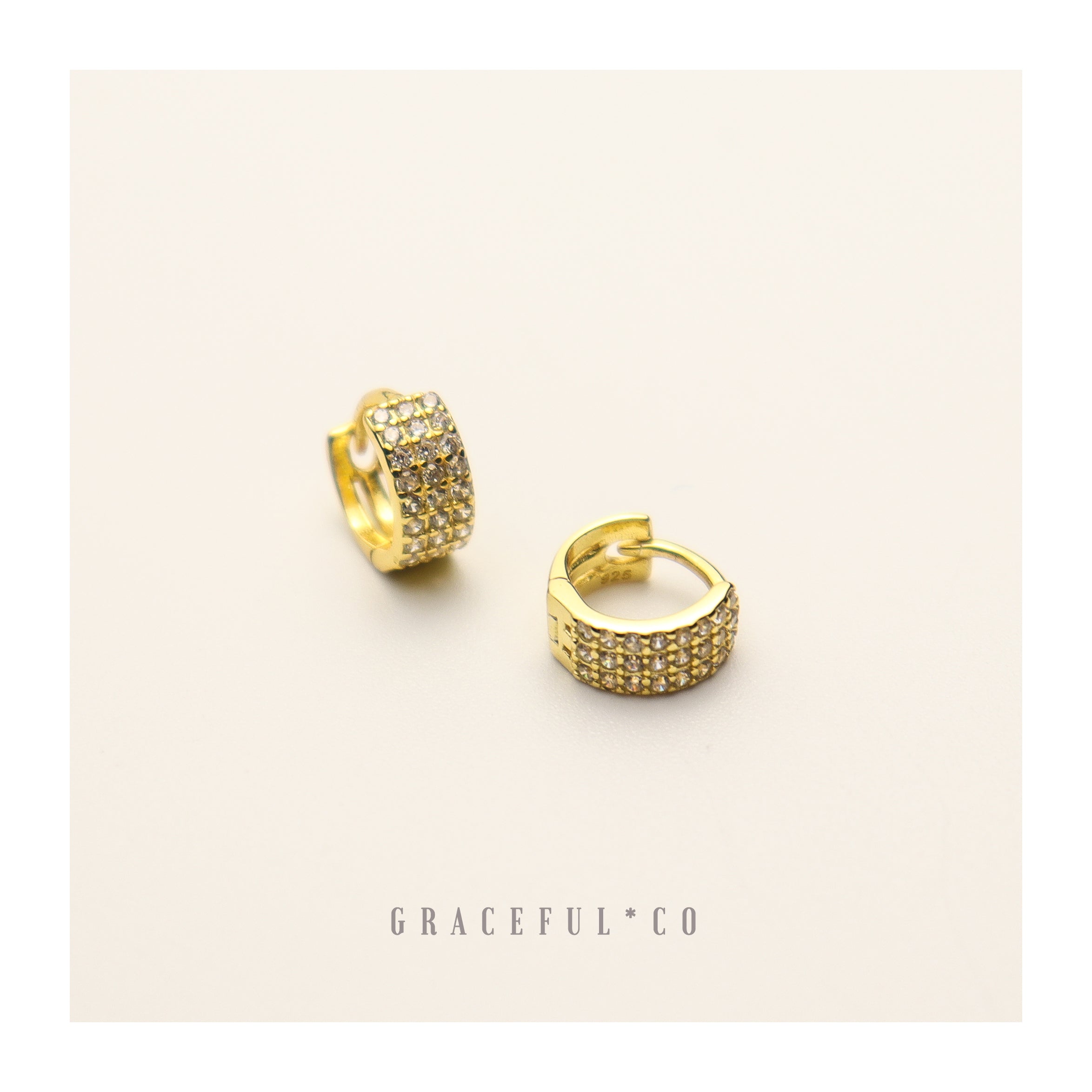 Luxe Threefold Pave Huggie Earrings - Gracefulandco