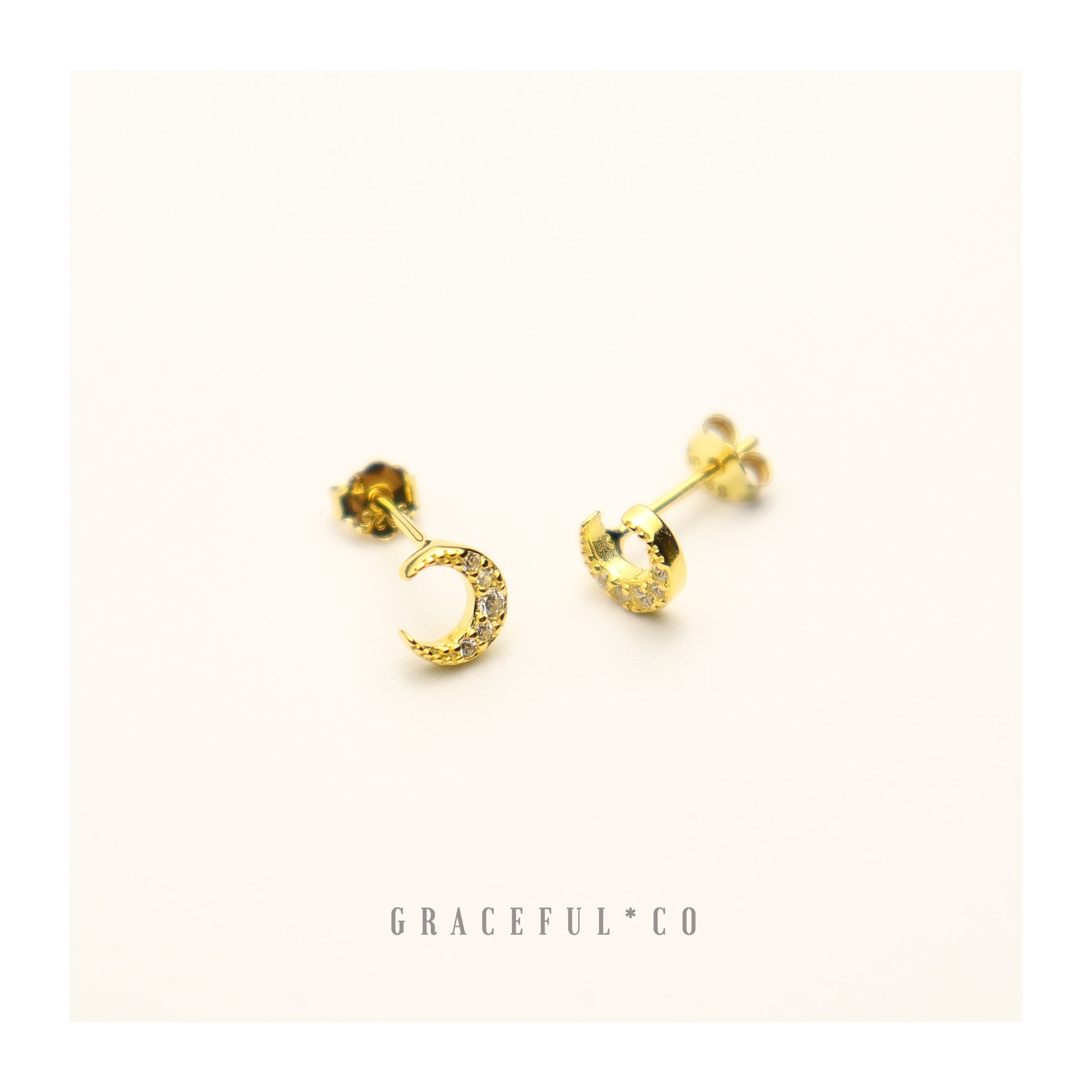 Crystal Moon Stud Earrings - Gracefulandco