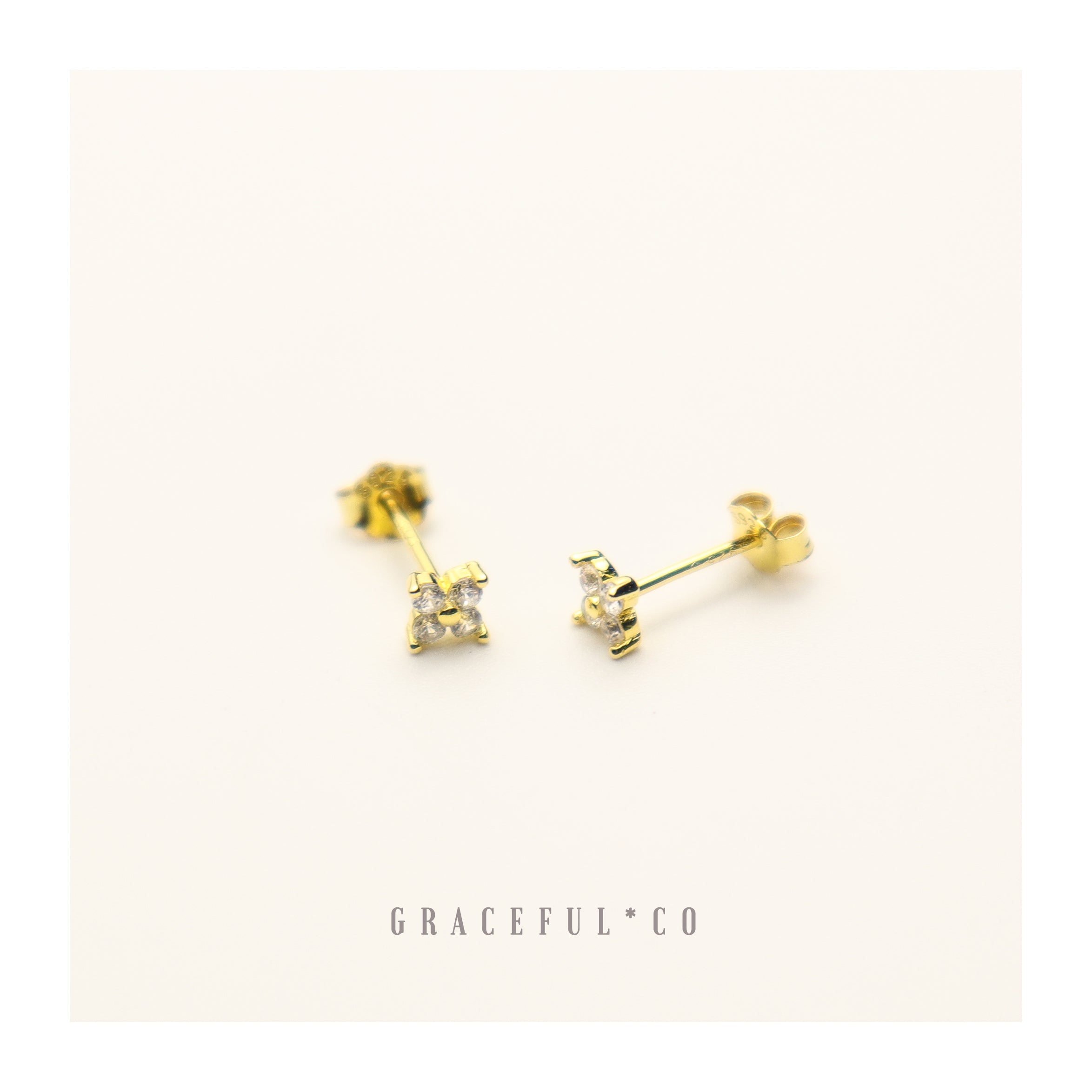 Tiny Lucky Clover Stud Earrings - Gracefulandco