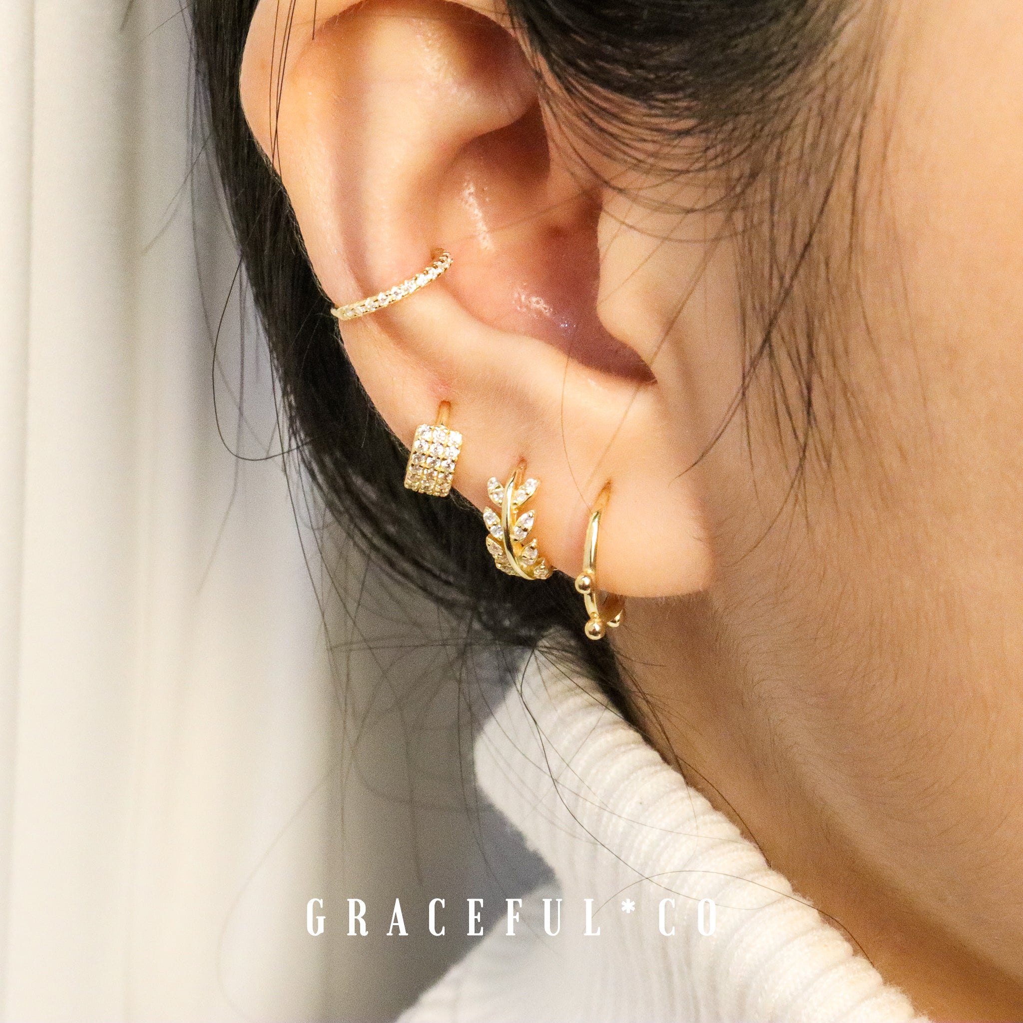 Luxe Threefold Pave Huggie Earrings - Gracefulandco