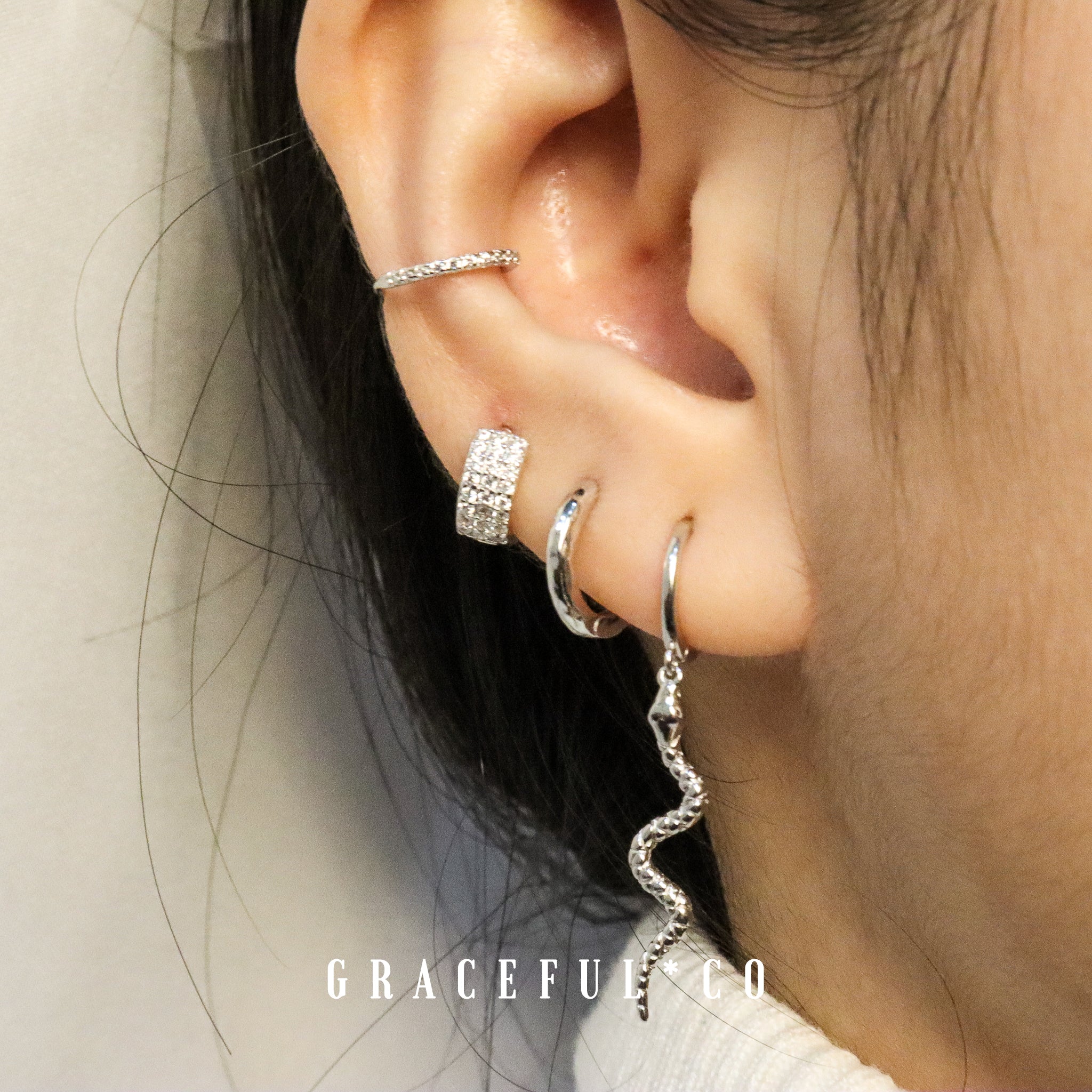 Luxe Threefold Pave Huggie Earrings - Gracefulandco